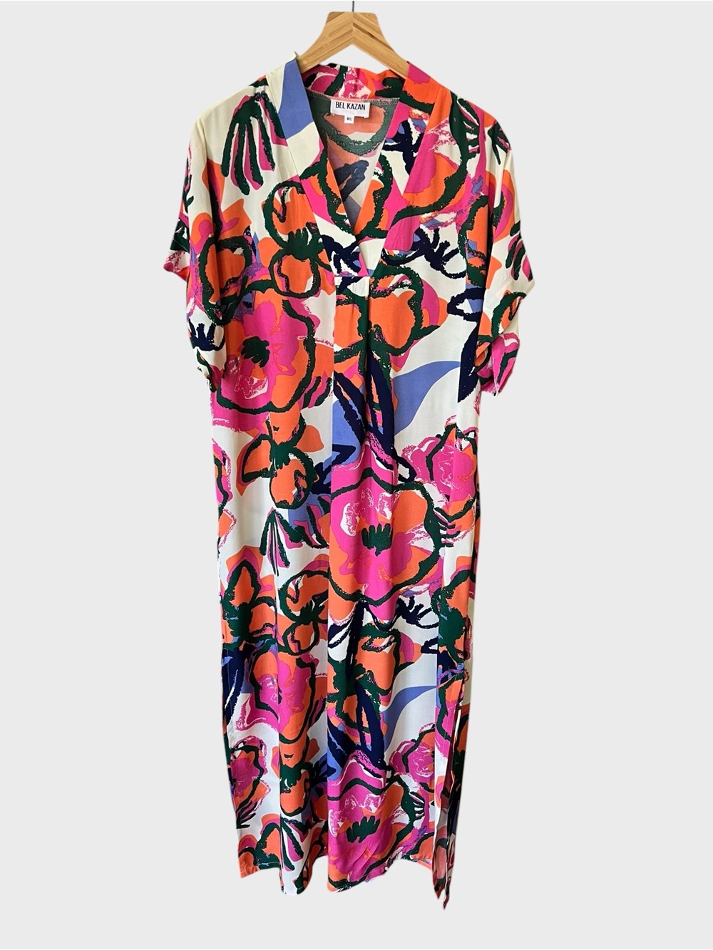 Bel Kazan poppy print kaftan maxi dress.